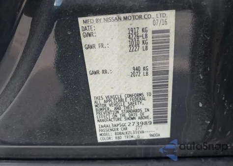 2016 Nissan Altima 2.5 Sv из США, поврежденный, VIN 1N4AL3AP5GC273989